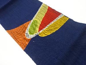 手織り紬抽象曲線模様織出し名古屋帯